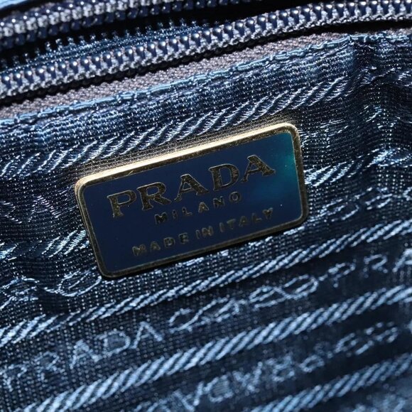 PRADA Chain Shoulder Bag Nylon Navy Gold Auth bs28886 - Picture 10 of 16